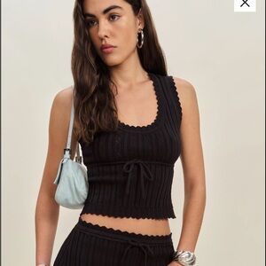 Reformation Erin Cotton Sweater Set Black - Size M